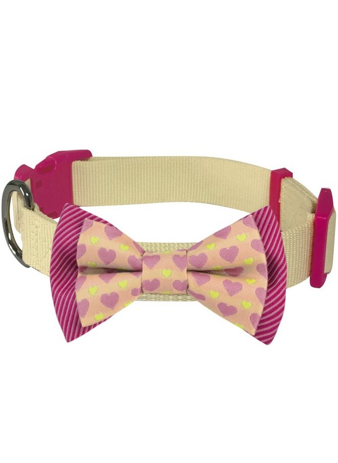 Blueberry Pet 4 Patterns Heart and Stripe Handmade Detachable Bow Tie Adjustable Dog Collar in Fresh Cream, Medium, Neck 14.5"-20" - pzsku/Z810F5BFCD6A8744CDFE4Z/45/_/1737031613/71533c77-875e-4632-911c-761ffe76b044