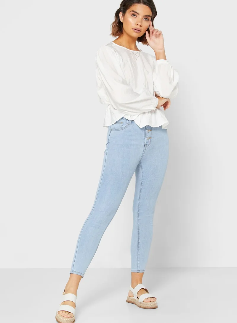 Ginger Button Down Skinny Jeans