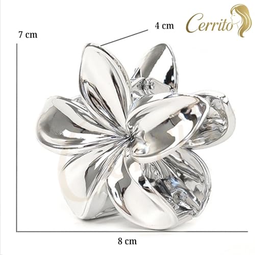 Cerrito Metallic 9 Pcs Flower Hair Claw Clip for Women – Large Strong Grip Cluture with Durable Spring, Metal-Like Gold Silver Rose Gold Finish, Stylish Mini Hair Accessory for Thick, Long & Curly - Image 2
