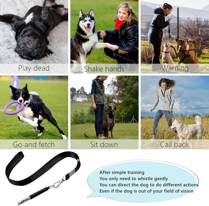 2 Pack Dog Whistle, Dog Whistle to Stop Barking Neighbors Dog, Adjustable Ultrasonic Silent Dog Whistle, Professional Recall Dog Training Whistles, with Lanyard (Black and White) - Image 5