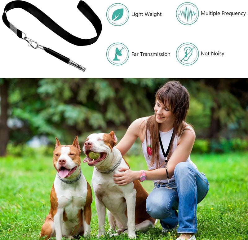 2 Pack Dog Whistle, Dog Whistle to Stop Barking Neighbors Dog, Adjustable Ultrasonic Silent Dog Whistle, Professional Recall Dog Training Whistles, with Lanyard (Black and White) - Image 4