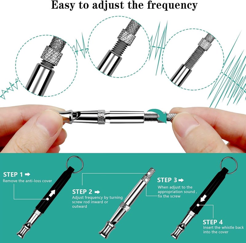 2 Pack Dog Whistle, Dog Whistle to Stop Barking Neighbors Dog, Adjustable Ultrasonic Silent Dog Whistle, Professional Recall Dog Training Whistles, with Lanyard (Black and White) - Image 3