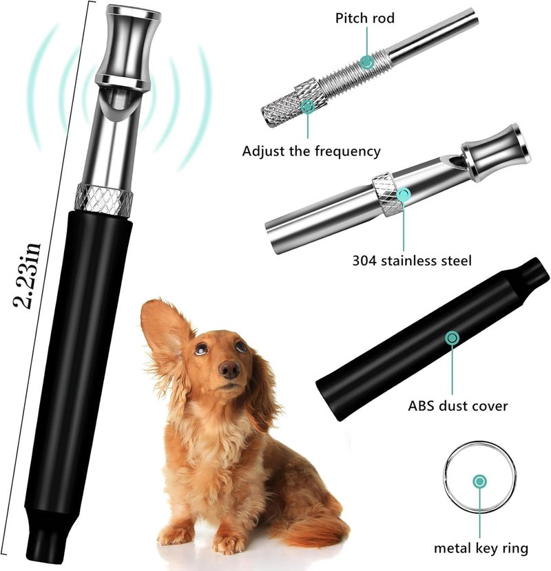 2 Pack Dog Whistle, Dog Whistle to Stop Barking Neighbors Dog, Adjustable Ultrasonic Silent Dog Whistle, Professional Recall Dog Training Whistles, with Lanyard (Black and White) - Image 2