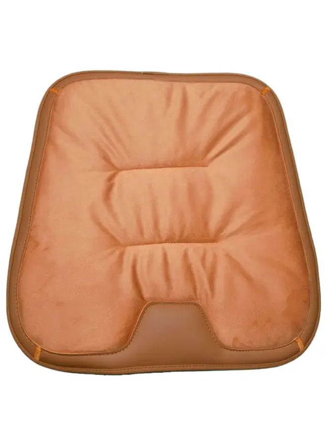 Autumn Winter Car Seat Cushion Flannel Material Thickened Warm Liner Universal Fit For Most Vehicles 5 Seater Car SUV Set Of 2 Front Seats Brown Orange 18.9x18.9 Inch - Image 2