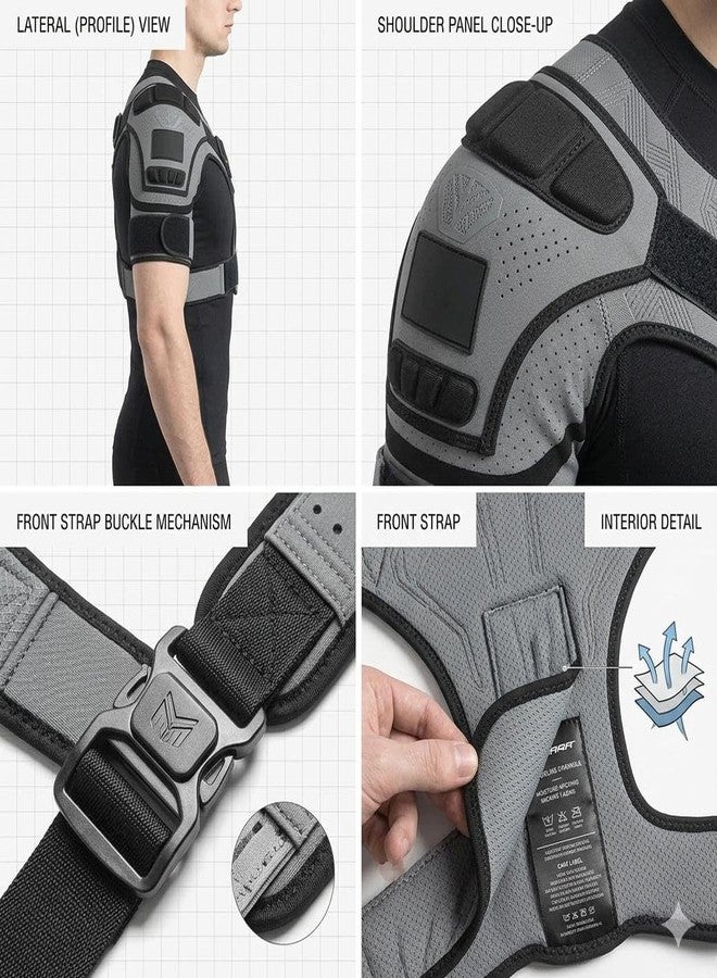 Curogenix Adjustable Shoulder Support Brace for Men & Women | Neoprene Shoulder Immobilizer Strap | Rotator Cuff Support Belt for Pain Relief, Injury Recovery, Gym & Sports Use (Grey) - Image 2