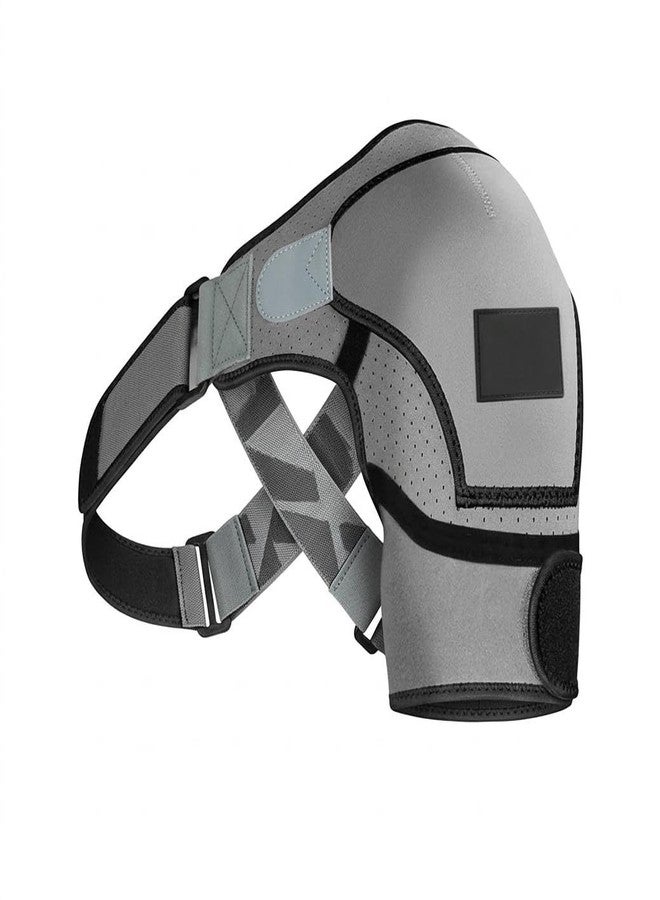 Curogenix Adjustable Shoulder Support Brace for Men & Women | Neoprene Shoulder Immobilizer Strap | Rotator Cuff Support Belt for Pain Relief, Injury Recovery, Gym & Sports Use (Grey) - Image 3