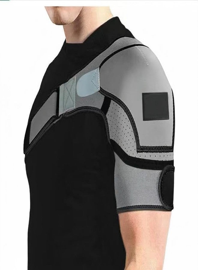 Curogenix Adjustable Shoulder Support Brace for Men & Women | Neoprene Shoulder Immobilizer Strap | Rotator Cuff Support Belt for Pain Relief, Injury Recovery, Gym & Sports Use (Grey) - Image 1