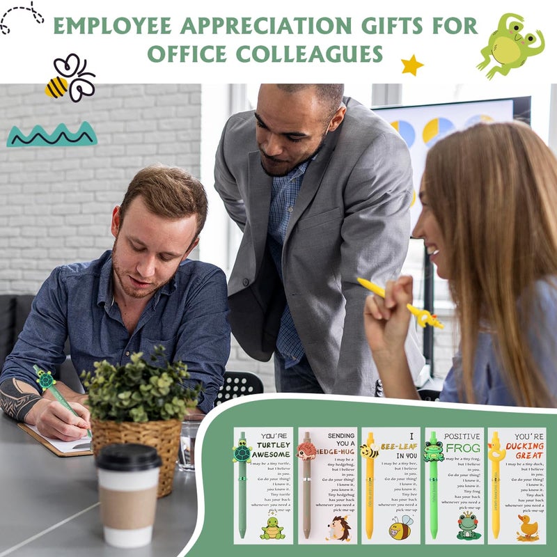 BHHQHH 30 Sets Employee Appreciation Gifts Bulk Funny Animal Thank You Ballpoint Pens with Motivational Cards Inspirational Gifts for Coworkers Teacher Team Staff - Image 4