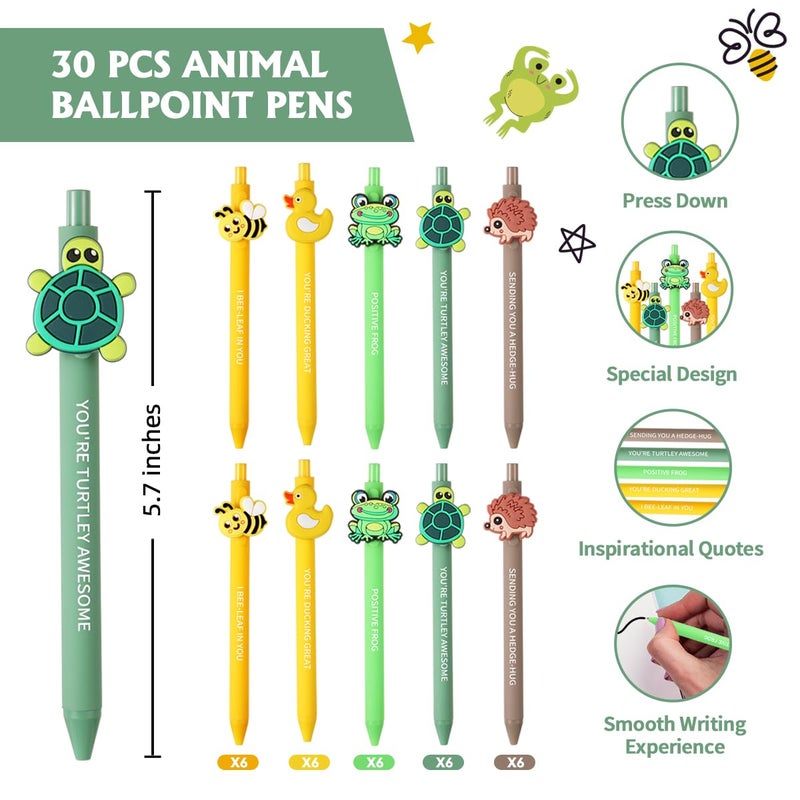 BHHQHH 30 Sets Employee Appreciation Gifts Bulk Funny Animal Thank You Ballpoint Pens with Motivational Cards Inspirational Gifts for Coworkers Teacher Team Staff - Image 2