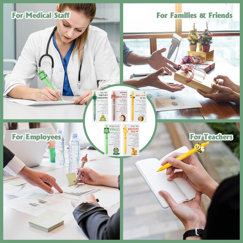 BHHQHH 30 Sets Employee Appreciation Gifts Bulk Funny Animal Thank You Ballpoint Pens with Motivational Cards Inspirational Gifts for Coworkers Teacher Team Staff - Image 5