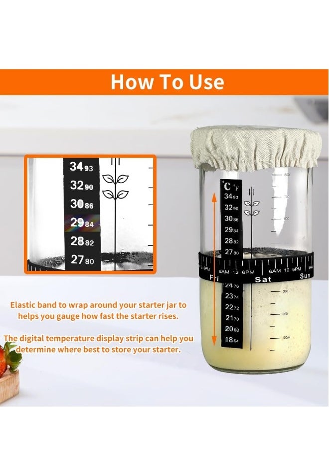 Generic - Sourdough Starter Kit Banneton Bread Proofing Basket Set, 1000ml/34oz Large Capacity Sourdough Starter Jar, with silicone bread sling, for Reusable Bread Making Baking Fermentation Supplies - Image 1