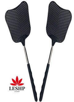 Foxany Telescopic Fly Swatters, Durable Plastic Fly Swatter Heavy Duty Set, Flyswatter with Stainless Steel Handle for Indoor/Outdoor/Classroom (2 Pack)