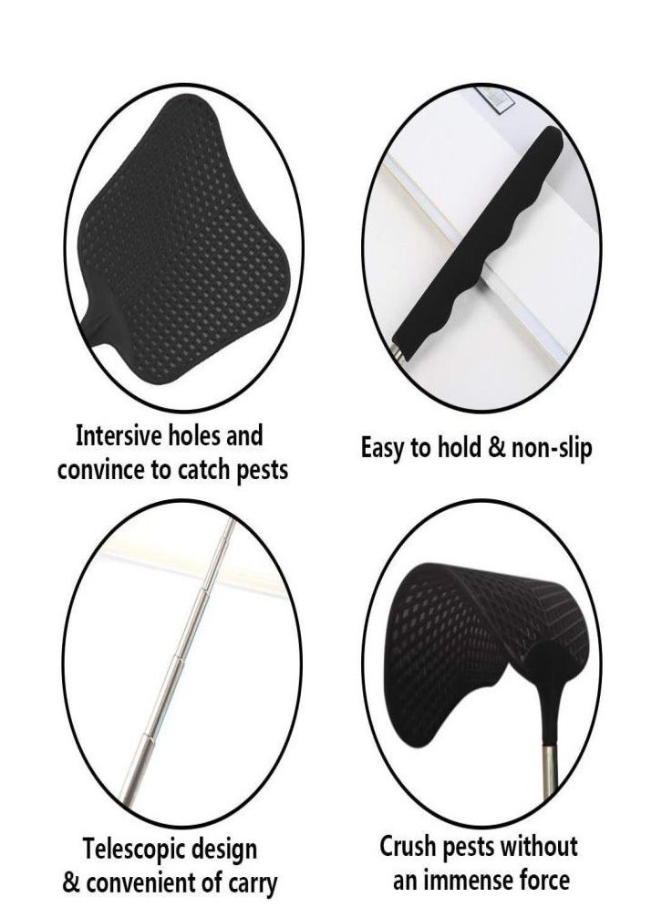 LESHP - Foxany Telescopic Fly Swatters, Durable Plastic Fly Swatter Heavy Duty Set, Flyswatter with Stainless Steel Handle for Indoor/Outdoor/Classroom (2 Pack) - Image 1