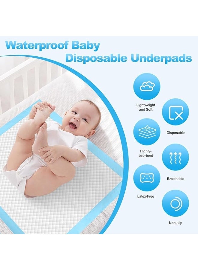 UREVO 40 Pieces Baby Disposable Changing Mats,Waterproof Baby Changing Pads, 60x90 cm, Highly Absorbent Leakproof Changing Pad Baby, Ultra soft Diaper Changing Mat Underpads for Baby Blue XL - Image 3