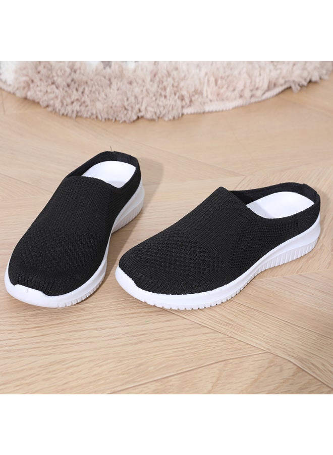 Old Beijing Cloth Shoes Women's Plus Size Casual Women's Shoes Middle-aged And Elderly Soft Sole Baotou Half Slippers Generation Sticker