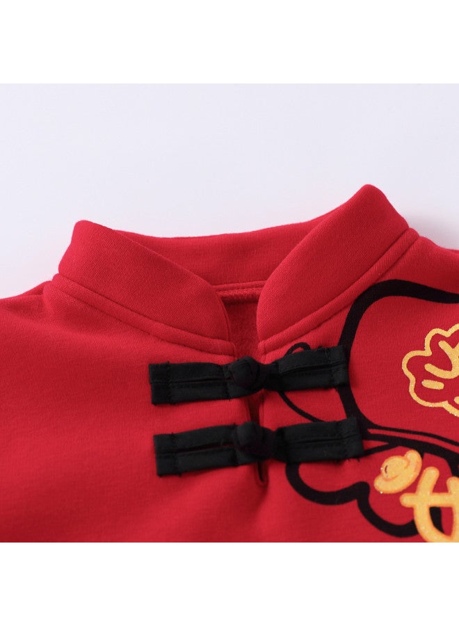 Children's Clothing Boys Winter Fleece Two-piece Set Tang Suit Festive New Year Outfit - Image 5