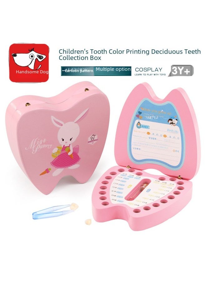 Generic - Children's Deciduous Teeth Box Teeth Collection Box Storage Box Baby's Replacement Deciduous Teeth Commemorative Box-Color:Pink Monkey - Image 1