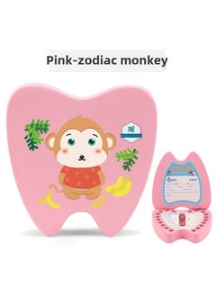 Children's Deciduous Teeth Box Teeth Collection Box Storage Box Baby's Replacement Deciduous Teeth Commemorative Box-Color:Pink Monkey
