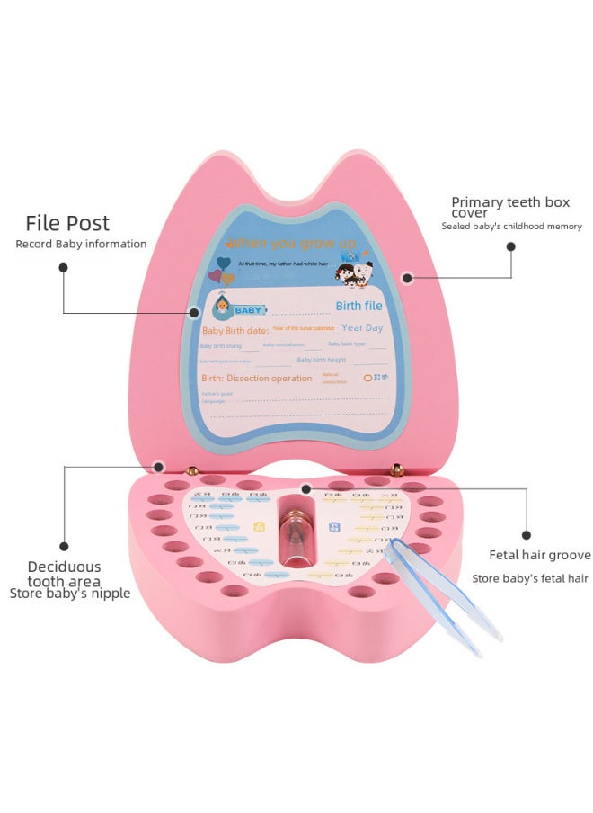 Generic - Children's Deciduous Teeth Box Teeth Collection Box Storage Box Baby's Replacement Deciduous Teeth Commemorative Box-Color:Pink Monkey - Image 1
