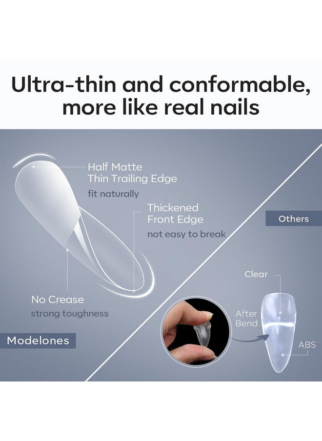 modelones Modelones Almond Fake Nail Tips -500Pcs Medium Gel x Nail Tips Pre-shaped Half Matte Full Cover Clear Acrylic Nails Gel Kit False Nail Tip Press on Nails for Nail Extension DIY Salon  - Image 2