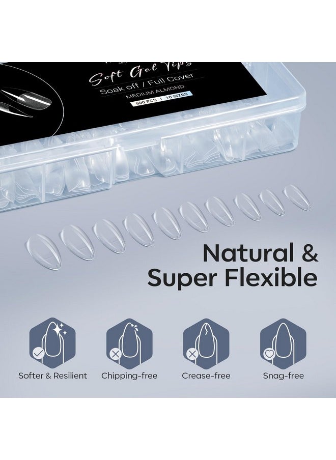 modelones Modelones Almond Fake Nail Tips -500Pcs Medium Gel x Nail Tips Pre-shaped Half Matte Full Cover Clear Acrylic Nails Gel Kit False Nail Tip Press on Nails for Nail Extension DIY Salon  - Image 5