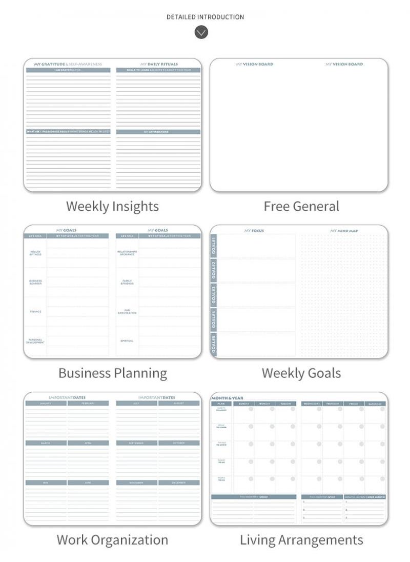 Generic Planner Book Planner Weekly Plan Book A5 Monthly Plan Notebook Including 6 Pcs Planned Stickers  - Image 5