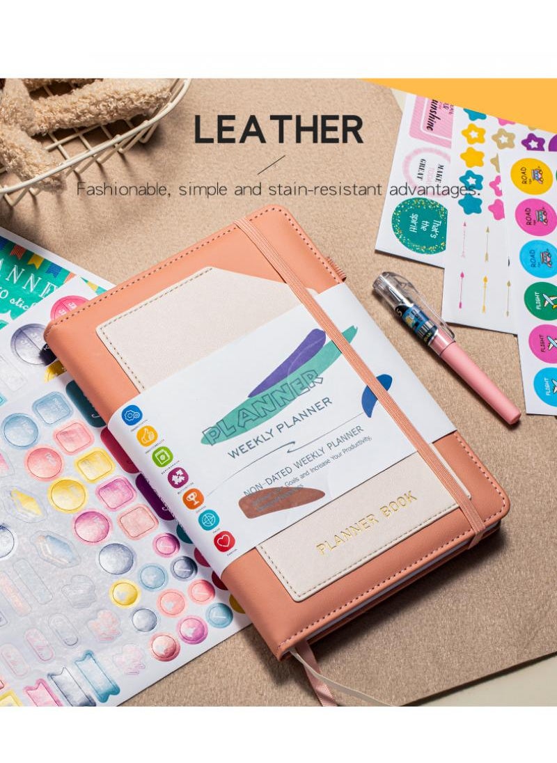 Generic Planner Book Planner Weekly Plan Book A5 Monthly Plan Notebook Including 6 Pcs Planned Stickers  - Image 3