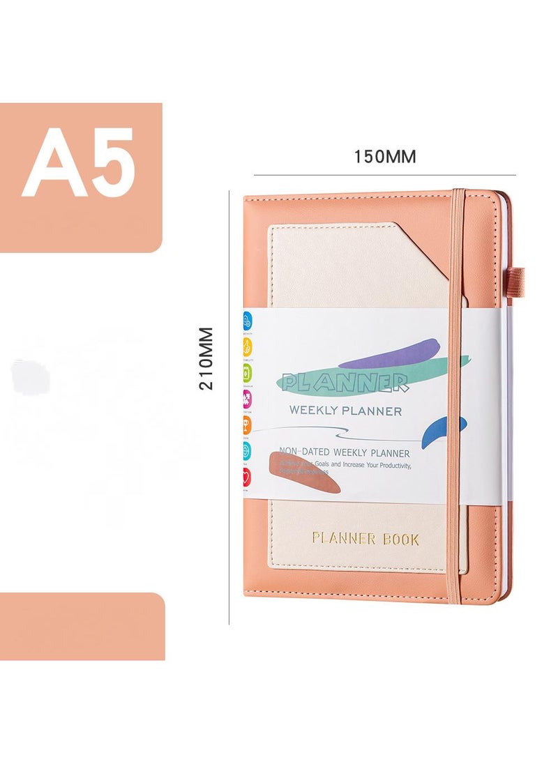 Generic Planner Book Planner Weekly Plan Book A5 Monthly Plan Notebook Including 6 Pcs Planned Stickers  - Image 2