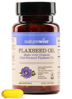 NatureWise Flaxseed Oil, Organic Cold-Pressed 240 Softgels  - Image 1