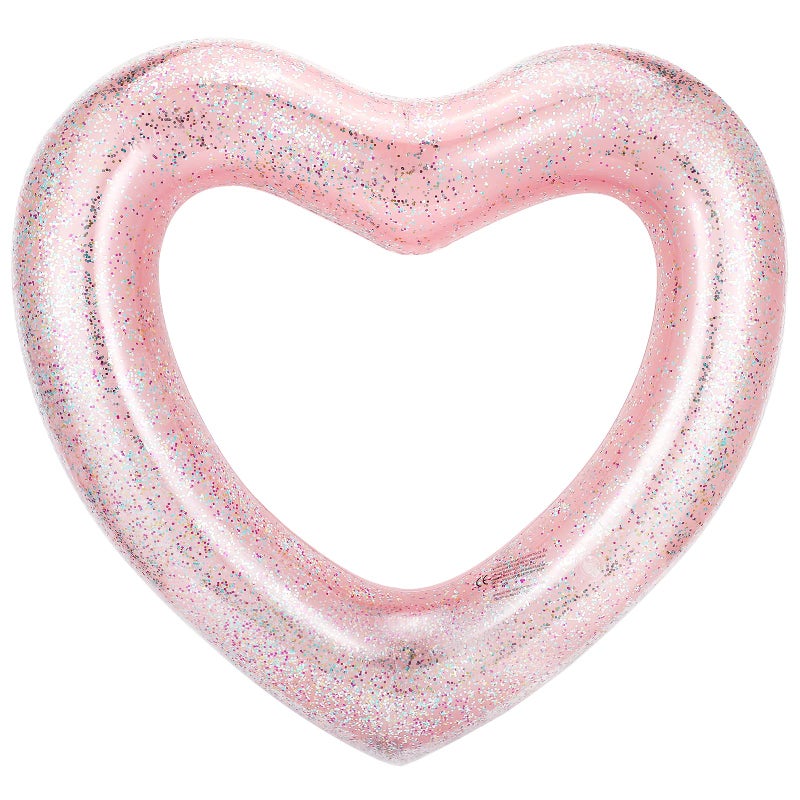 HeySplash Pool Floats Adult Size Heart Inflatable Pool Floatie for Bachelorette Party Swim Tube Rings River Lake Beach Floaty Wedding Bride Valentine Fun Toy Raft LoungeGlitter Rose Gold - Image 2