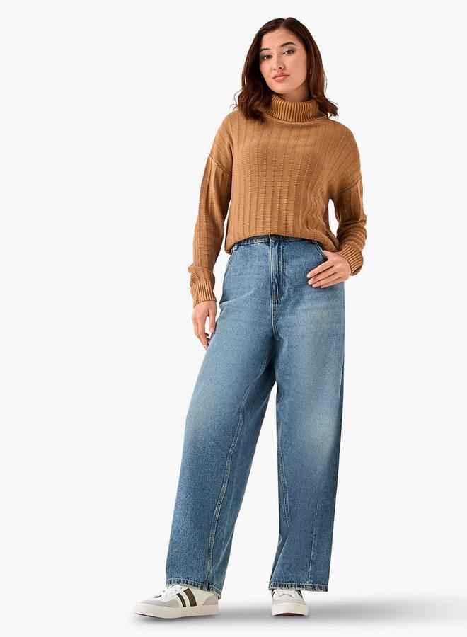 لي كوبر كنزة لي كوبر بقصة عادية وياقة عالية من القطن - Image 2