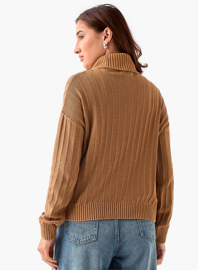 لي كوبر كنزة لي كوبر بقصة عادية وياقة عالية من القطن - Image 3