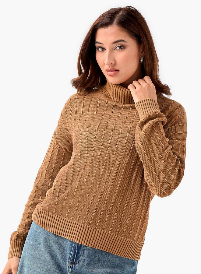 لي كوبر كنزة لي كوبر بقصة عادية وياقة عالية من القطن - Image 1