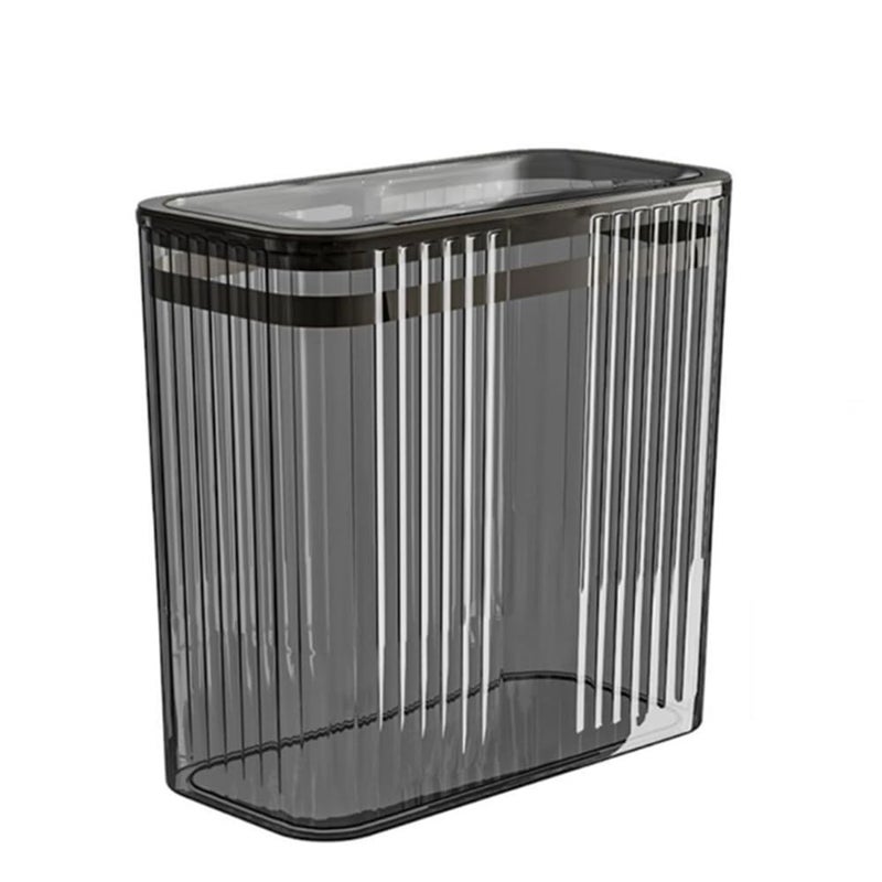Lingerlanden Transparent Trash Can, Bathroom Trash Cans with Lids, 3.5 Gallon Garbage Can for Bedroom, Office, Plastic Slim Waste Basket with Press Top Lid, 15L Clear Trash Bin for Home, Kitchen (Gray) - Image 1