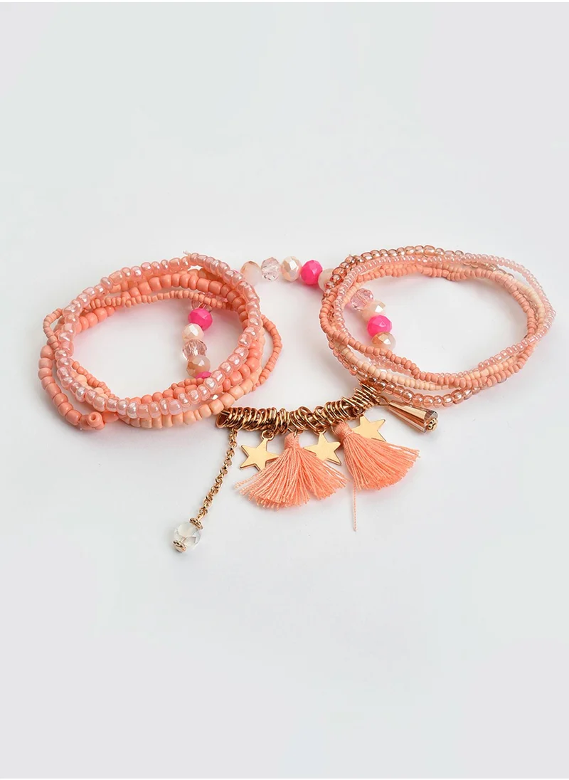 سوهي Peach-Coloured Beaded Bracelet