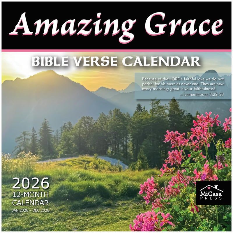 MICASA PRESS Christian Wall Calendar 2026 | Amazing Grace with Bible Verses | 12 Month | 12" x 24" Open | Thick & Sturdy Paper | Holiday Gift | Religious Scripture Christian Calendar 2026 - Image 1