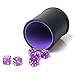 RERIVER PU Leather Dice Cup Set Purple Velvet Interior Dice Cup Shaker Quiet with 6 Purple Translucent Dice for Liars DiceFarkleYahtzee Games 1 Pack - Image 2