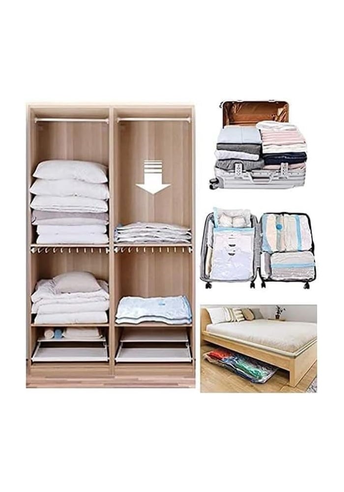 اي ار اس أكياس ضغط ARS الموفرة للمساحة بتقنية التفريغ الهوائي، عبوة من 12 كيسًا - كبير، متوسط، صغير - للملابس، والألحفة، والبطانيات، أكياس موفرة للمساحة مع مضخة يدوية - Image 3