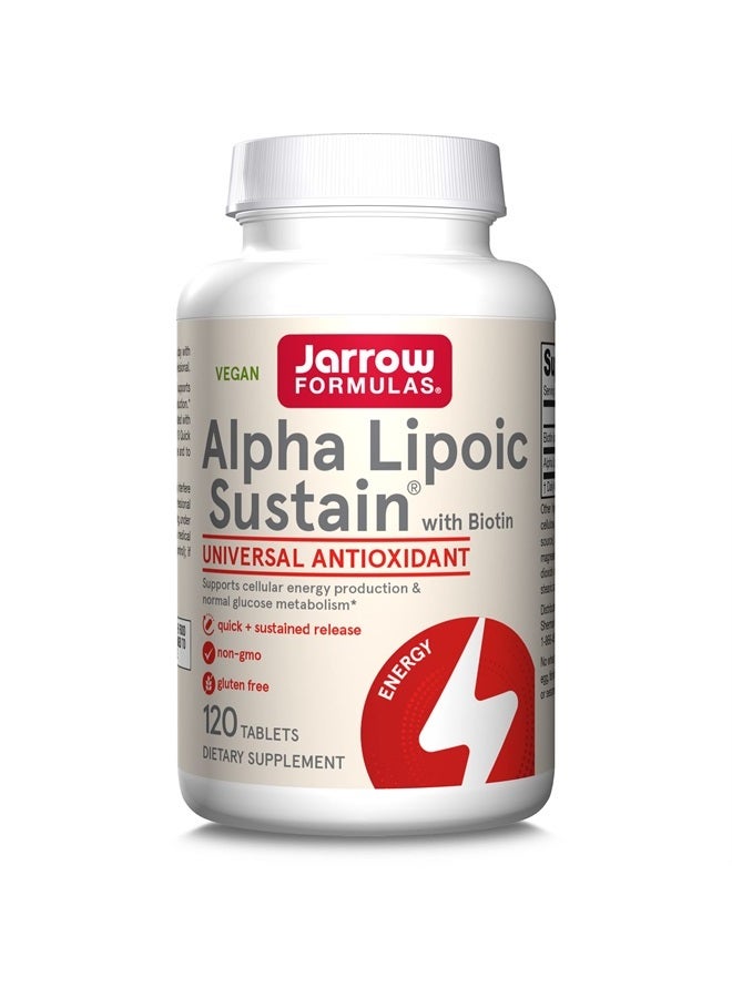 jarrow formulas Alpha Lipoic Sustain 300 mg with Biotin - Up to 120 Servings (Vegan Tablets) - Antioxidant Dietary Supplement - Glucose Metabolism & Energy Production Support - Releases ALA Over Time - Image 1