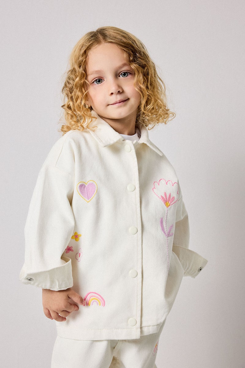 DeFacto Beige BabyGirl Baby Girl 100% Cotton Gabardine Shirt Jacket Casual - Image 1