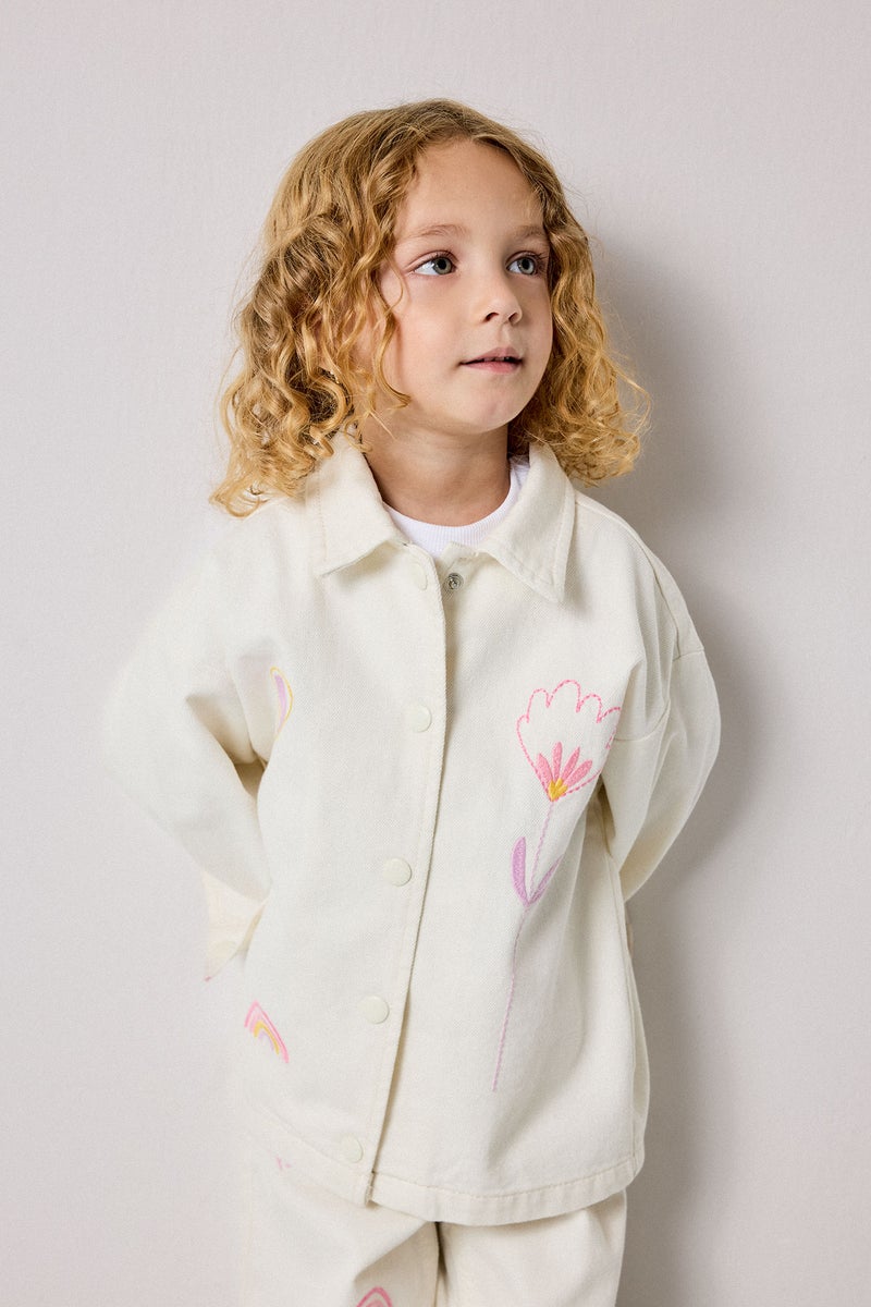 DeFacto Beige BabyGirl Baby Girl 100% Cotton Gabardine Shirt Jacket Casual - Image 3