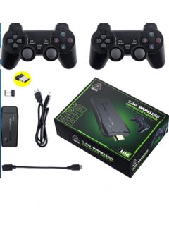 2.4G Wireless Controller Gamepad Console Stick Plug and Play Video Game Stick with 10000+ Games 9 Classic Emulators 4K High Definition HDMI Output for TV with Dual 2.4G Wireless Controllers