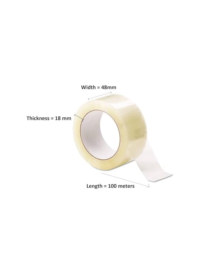 PROMASS - promass 100 Meter Long Transparent Packing And Clear Carton Sealing Packing Heavy Duty Packaging Tape for Moving Boxes Shipping Office and Storage Commercial Grade | 6 PIECES - Image 1