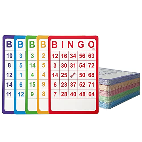 Yuanhe 100 Bingo Cards Resuable Bingo Paper Game Cardstock Bulk, 5 Colors - Image 1