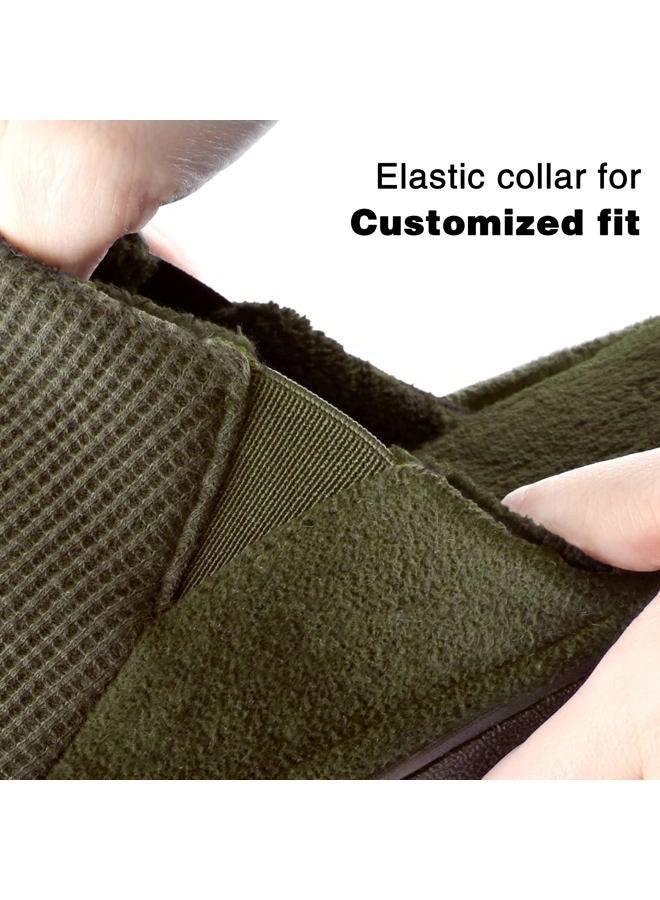 Honalika Cozy Men's Open Toe House Slippers Memory Foam,Comfy Slip On Indoor Slippers for Men Breathable, Non-Slip Soft Bedroom Home Slippers Lightweight, Green, 11-12 - Image 4