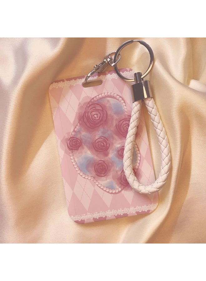 NIBEMINENT 1 - Piece Rose Kpop Photo Card Holder Pendant Key Chain ID Badge Holder ID Card Holder Photo Card Protector for School ID Office ID Access Card for Women Girls - Image 1