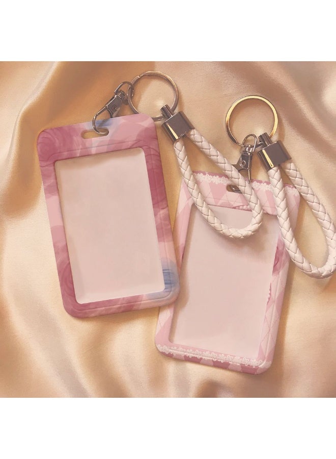 NIBEMINENT 1 - Piece Rose Kpop Photo Card Holder Pendant Key Chain ID Badge Holder ID Card Holder Photo Card Protector for School ID Office ID Access Card for Women Girls - Image 3