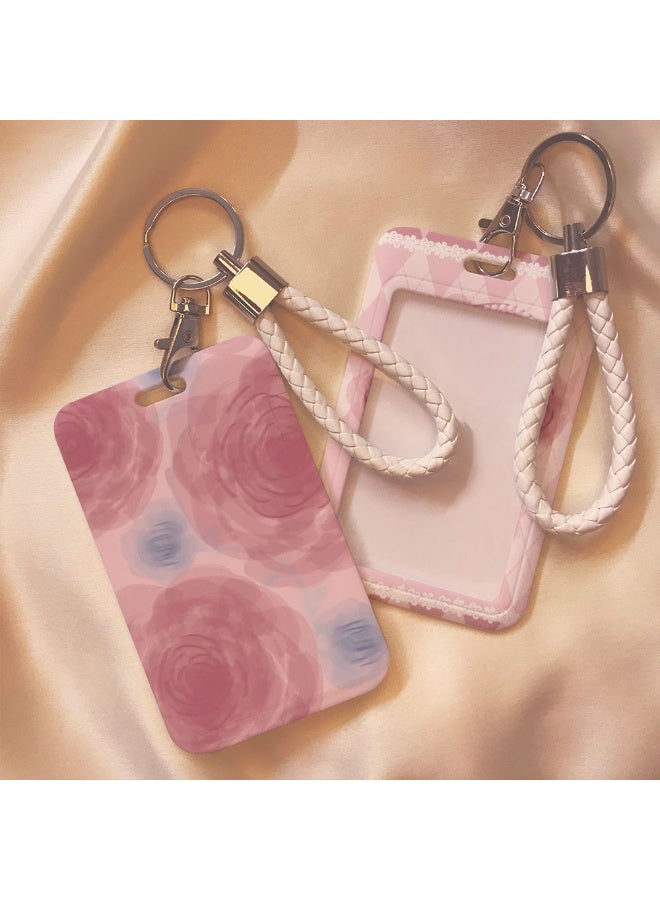 NIBEMINENT 1 - Piece Rose Kpop Photo Card Holder Pendant Key Chain ID Badge Holder ID Card Holder Photo Card Protector for School ID Office ID Access Card for Women Girls - Image 2