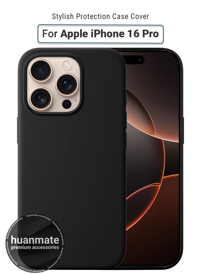 huanmate Apple iPhone 16 Pro Silicone Cover Black - Premium 2.0mm TPU Silicon, Enhanced Camera Protection with Lens Shield, Shockproof & Water-Proof Cover for Apple iPhone 16 Pro - Image 1