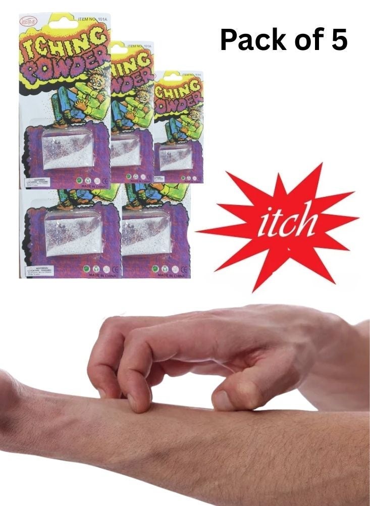 شنغي عبوة من خمس أكياس مسحوق حكة للمقالب – أكياس مسحوق حكة كلاسيكية للمزاح والهدايا الطريفة ومقالب الحفلات - Image 2